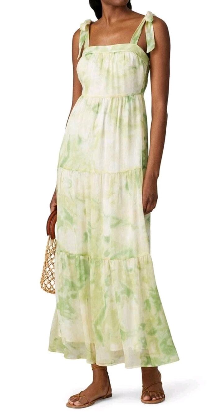 Line and Dot green tiered maxi dress Size XS Romantic Boho Forest Fairy Cottage